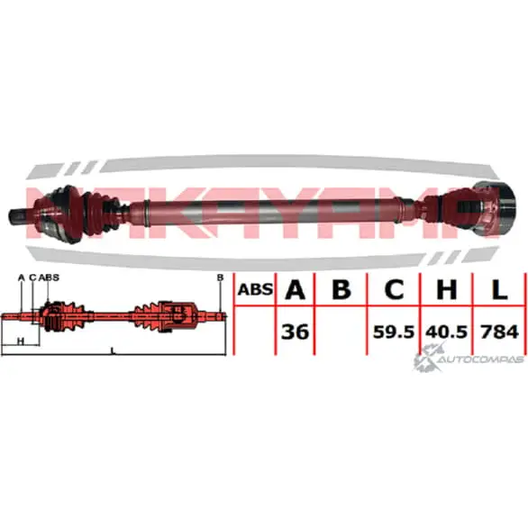 Вал приводной, передний правый NAKAYAMA ND371NY 1425575520 FFC9YY KXWX C