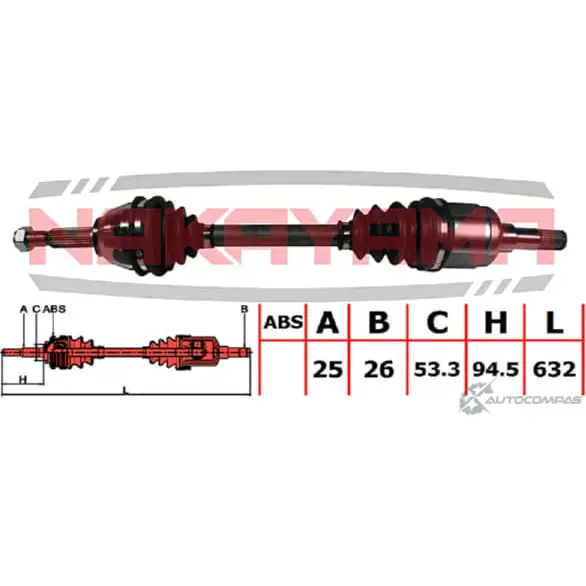 Вал приводной, передний левый NAKAYAMA 4WCBR ND378NY 1425563588 46NVER 4