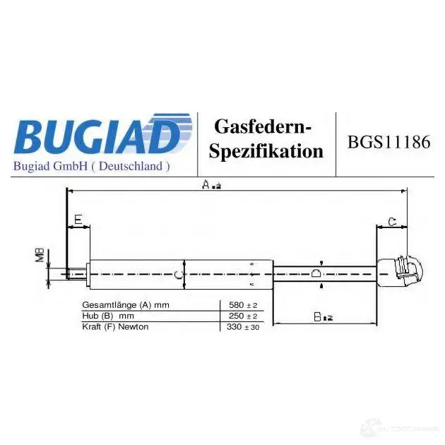 Амортизатор капота BUGIAD 1503884 63HI AJ bgs11186