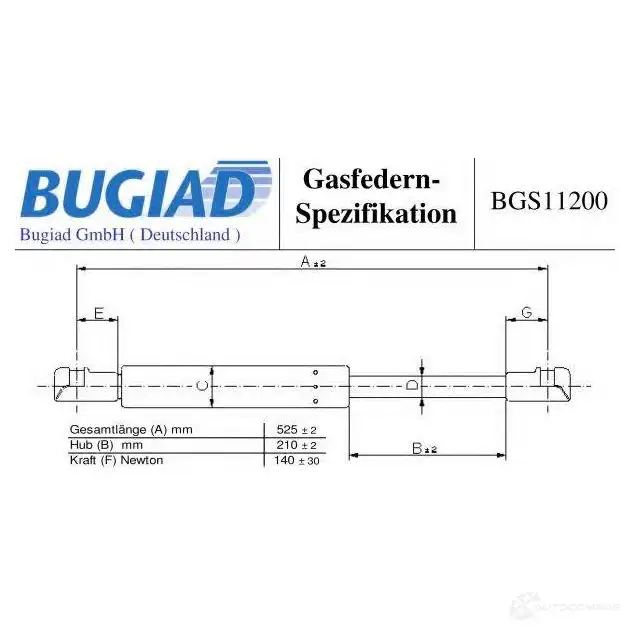 Амортизатор заднего стекла BUGIAD 1503897 bgs11200 YW EC3HG изображение 0