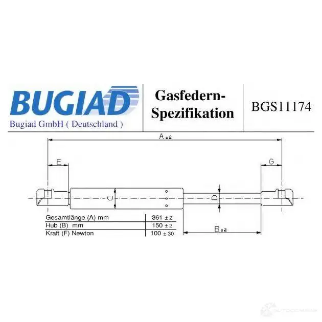 Амортизатор заднего стекла BUGIAD 1503872 bgs11174 JJ CTD изображение 0