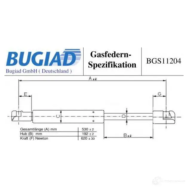 Амортизатор багажника, упор задней двери BUGIAD 1503901 12E BK bgs11204