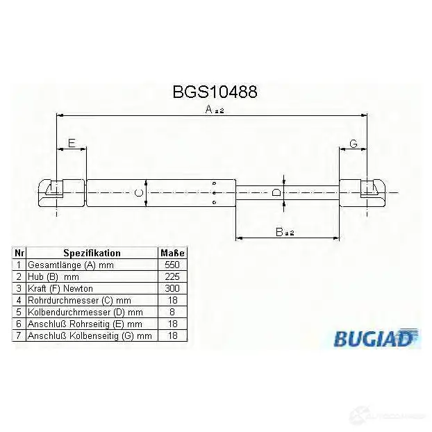 Амортизатор багажника, упор задней двери BUGIAD bgs10488 Q0RB X1 4043193104885 1503246 изображение 0