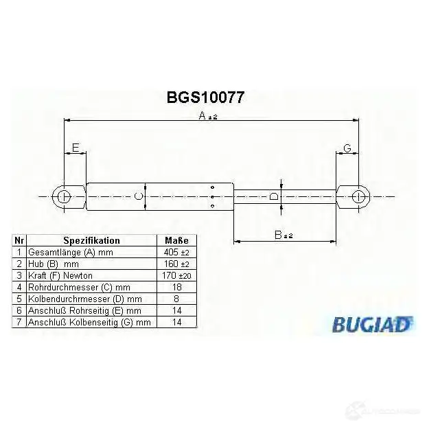 Амортизатор багажника, упор задней двери BUGIAD X6X 2R0 4043193100771 1503032 bgs10077