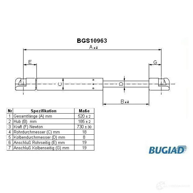 Амортизатор багажника, упор задней двери BUGIAD 4043193109637 bgs10963 NP HRYR 1503663