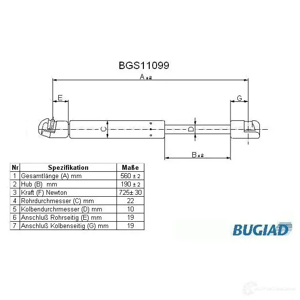 Амортизатор багажника, упор задней двери BUGIAD 1503798 bgs11099 GLB R5
