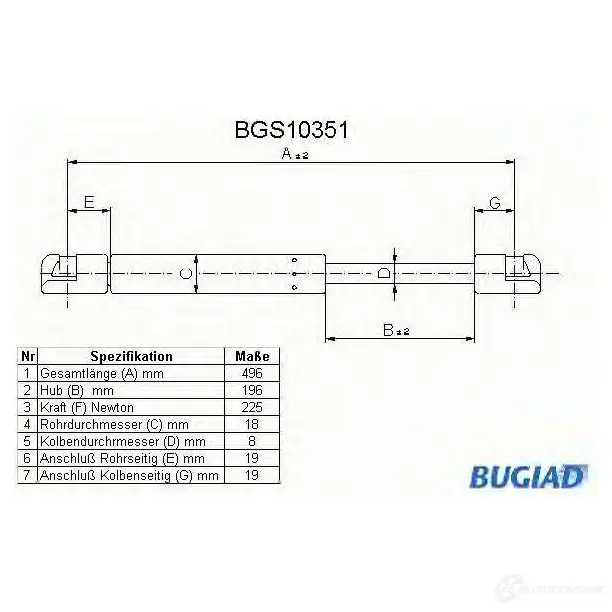 Амортизатор багажника, упор задней двери BUGIAD bgs10351 1503161 4043193103512 S 6KIDJH
