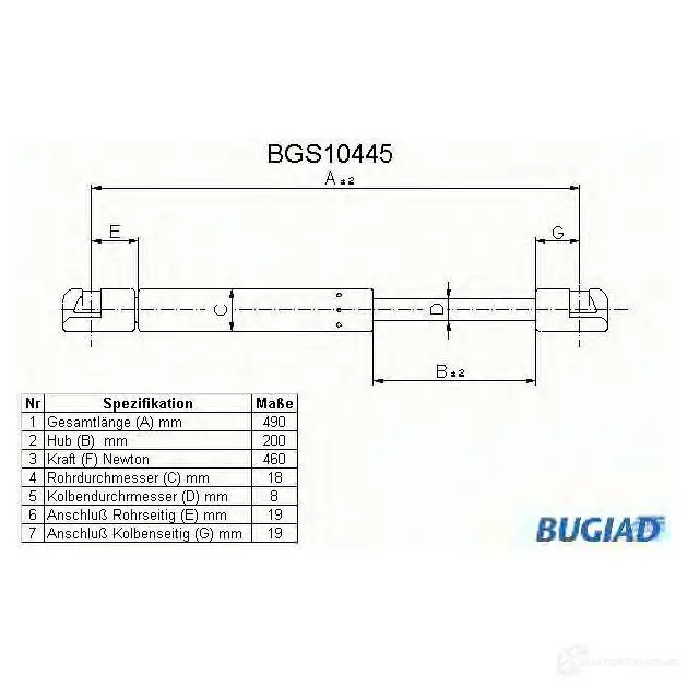 Амортизатор багажника, упор задней двери BUGIAD 4043193104458 1503210 0 4D1LU bgs10445