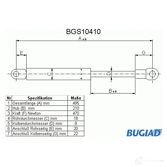 Амортизатор багажника, упор задней двери BUGIAD bgs10410 4043193104106 K8SGPQ M 1503197