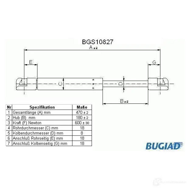 Амортизатор багажника, упор задней двери BUGIAD 1503528 J M3LUVG bgs10827 4043193108272 изображение 0