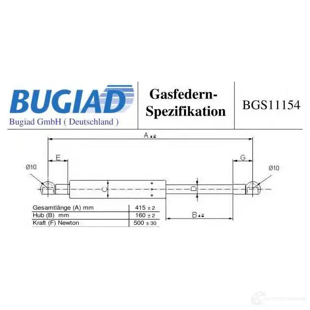 Амортизатор багажника, упор задней двери BUGIAD 1503852 bgs11154 1KG PM