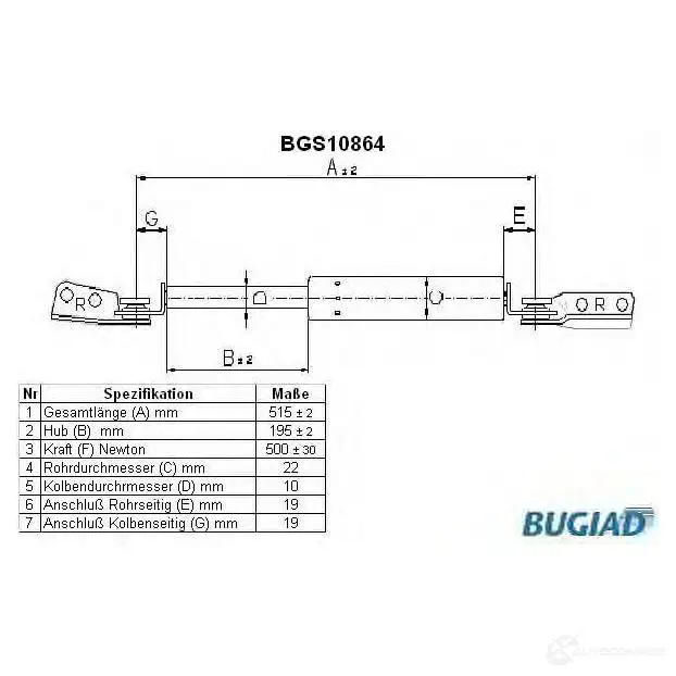 Амортизатор багажника, упор задней двери BUGIAD 1503565 4043193108647 bgs10864 H9TY X