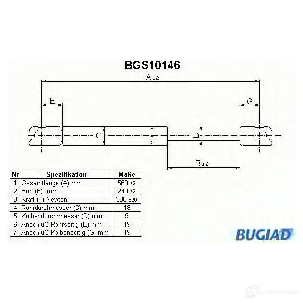 Амортизатор багажника, упор задней двери BUGIAD 1503061 bgs10146 4043193101464 ZNGN 9R