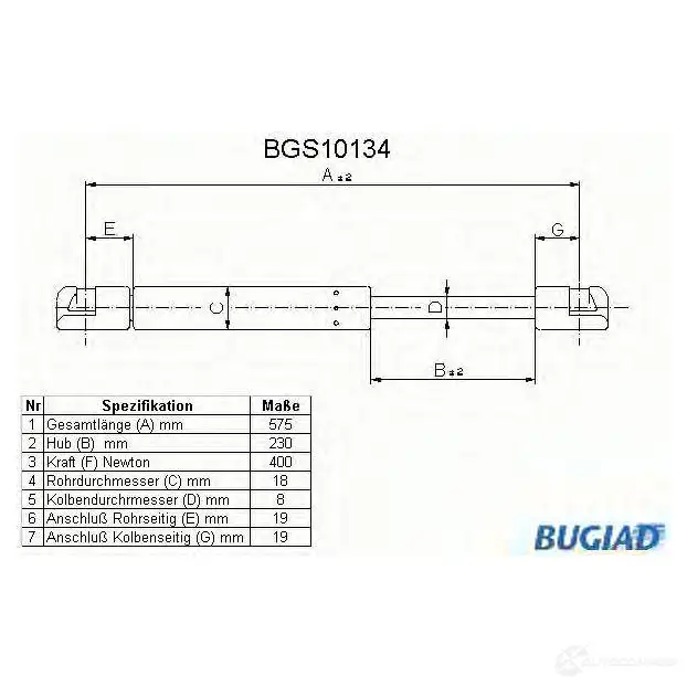 Амортизатор багажника, упор задней двери BUGIAD bgs10134 V1 CTCN 4043193101341 1503055