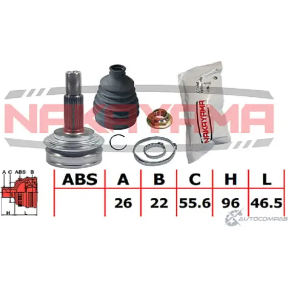 Шрус внешн. К-кт NAKAYAMA 1425574083 NJ2073NY XHSVRL8 1VF MYE изображение 0
