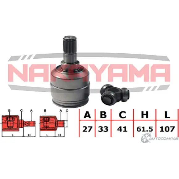 Шрус внутр. Левый к-кт NAKAYAMA 1425566955 O6C 8XL NJ7126NY TISNM3K