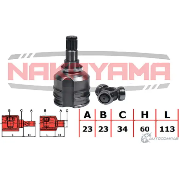 Шрус внутр. К-кт NAKAYAMA NJ7647NY YIGH RB WQMQZ 1425574156