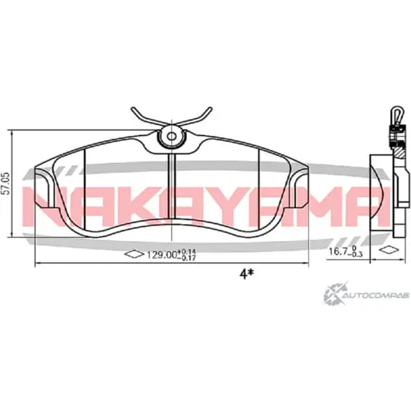 Колодки тормозные передние, дисковые NAKAYAMA ZK6T MZ MPR61SR P0165NY 1420934023 изображение 0