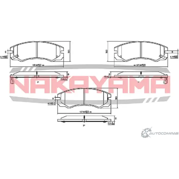 Колодки тормозные дисковые, комплект NAKAYAMA ETY1P 1425564500 P0407NY ZP40 1Y5 изображение 0