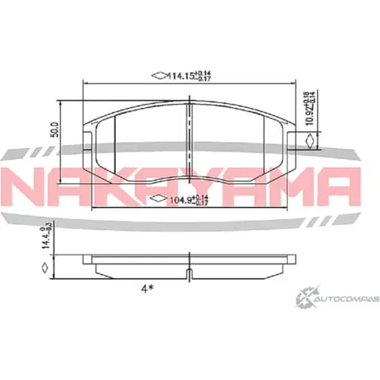 Колодки тормозные передние, дисковые NAKAYAMA FPRU9OJ P0617NY 1420937966 EO 97N