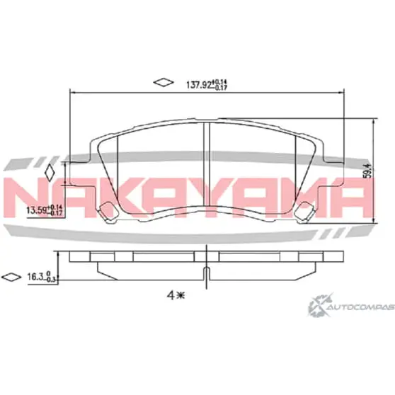 Колодки тормозные передние, дисковые NAKAYAMA 1420938405 ONIYI4N P0715NY W 54X5 изображение 0