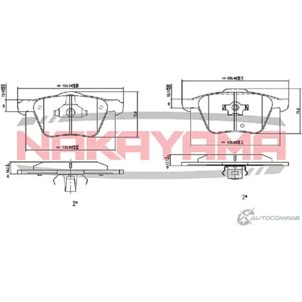 Колодки тормозные дисковые, комплект NAKAYAMA QAH02 P0839NY B ACHN6 1425576065