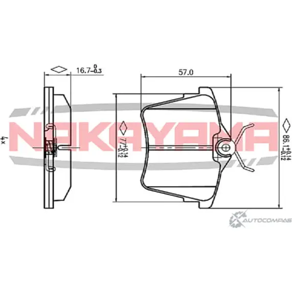 Колодки тормозные дисковые, комплект NAKAYAMA P0850NY HN EQZE 1425571492 7UEQ5B7