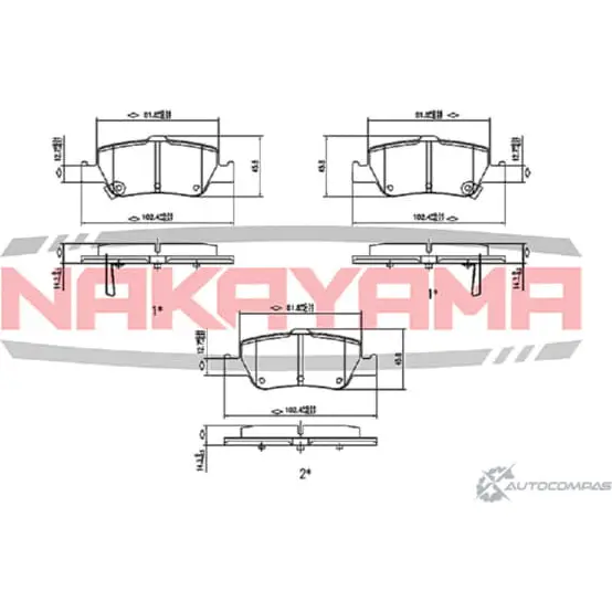 Колодки тормозные дисковые, комплект NAKAYAMA JOE67A P2038NY CNZ WWB 1425574205 изображение 0