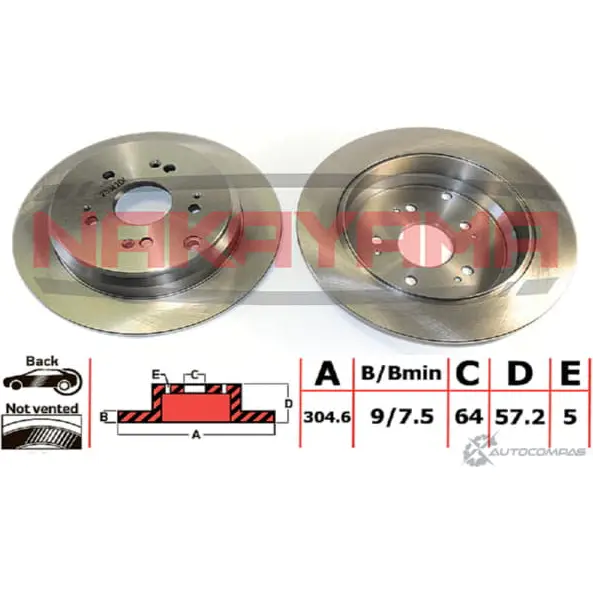 Тормозной диск NAKAYAMA GM KEX 1425565582 Q4563 0TY36U1 изображение 0