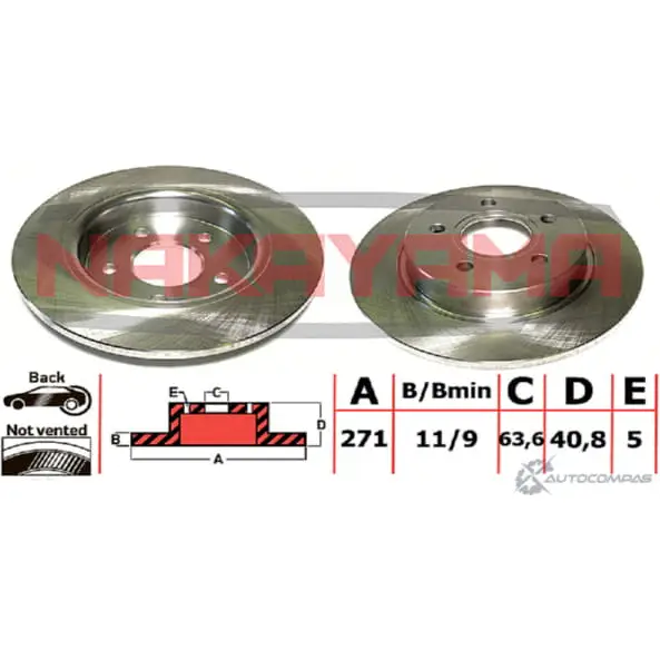 Тормозной диск задн. NAKAYAMA 1425563735 6LI4LK DJ NQXFL Q5249 изображение 0