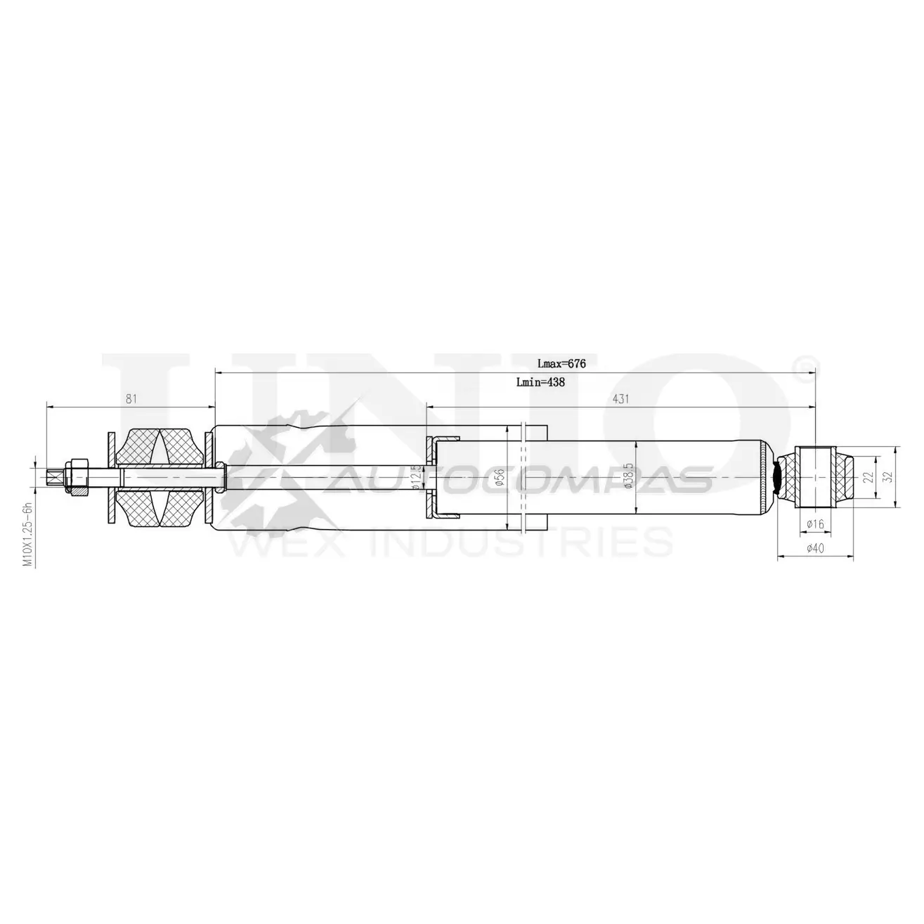 Амортизатор газовый задней подвески UNIO SAB-10405 AOPK EOR 1441312570