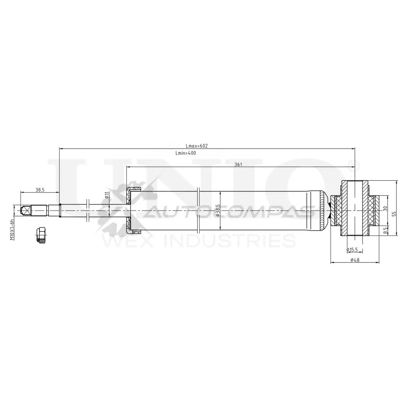 Амортизатор газовый задней подвески UNIO 1441312573 SAB-10536 VIF3 A