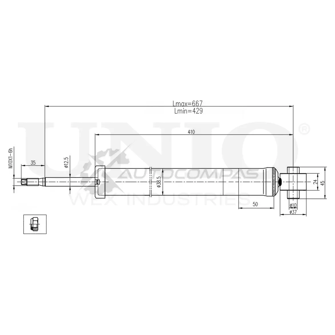 Амортизатор газовый задней подвески UNIO 1441312580 SAB-10471 TK3 D51