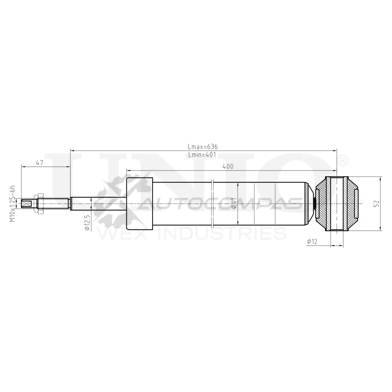 Амортизатор газовый задней подвески UNIO L485 R 1441312581 SAB-10580