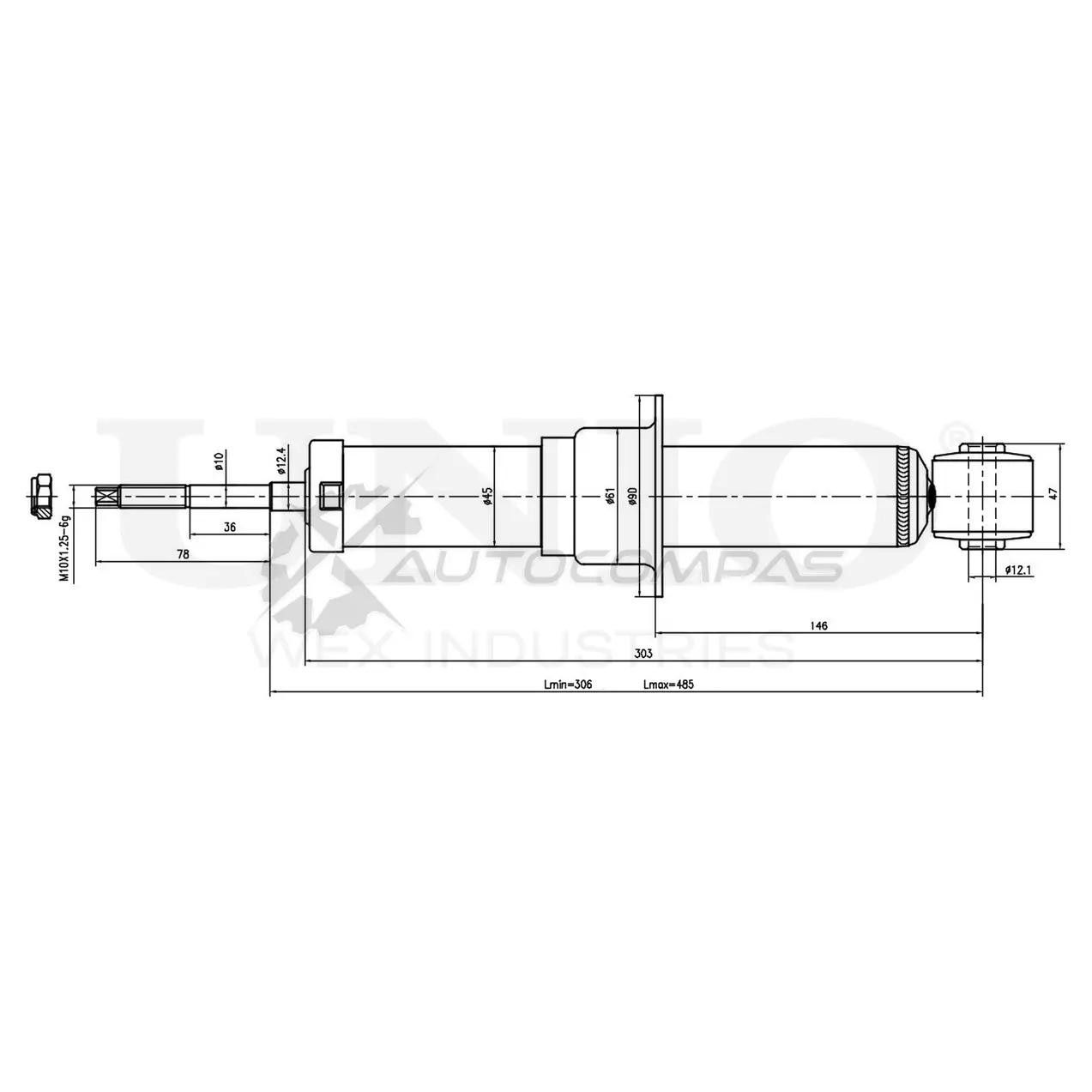 Амортизатор газовый задней подвески UNIO SAB-10573 1441312588 N74D SP