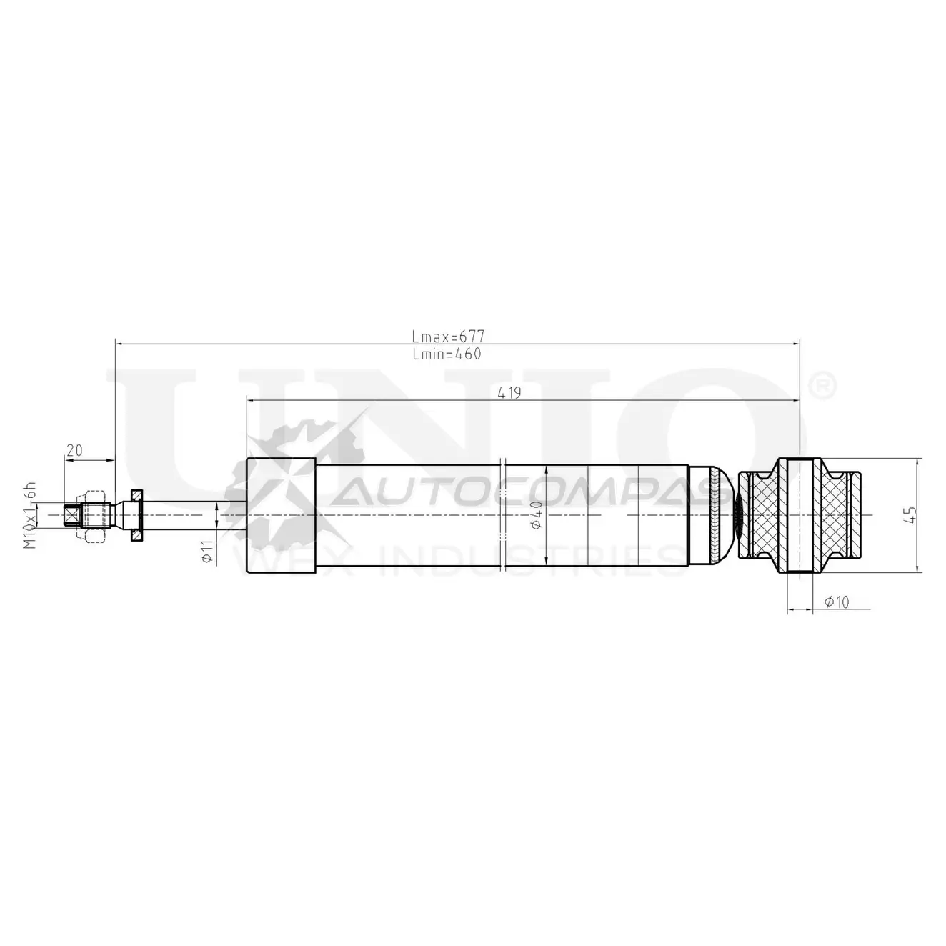 Амортизатор газовый задней подвески UNIO SAB-10661 1441312590 UQXO 6DE