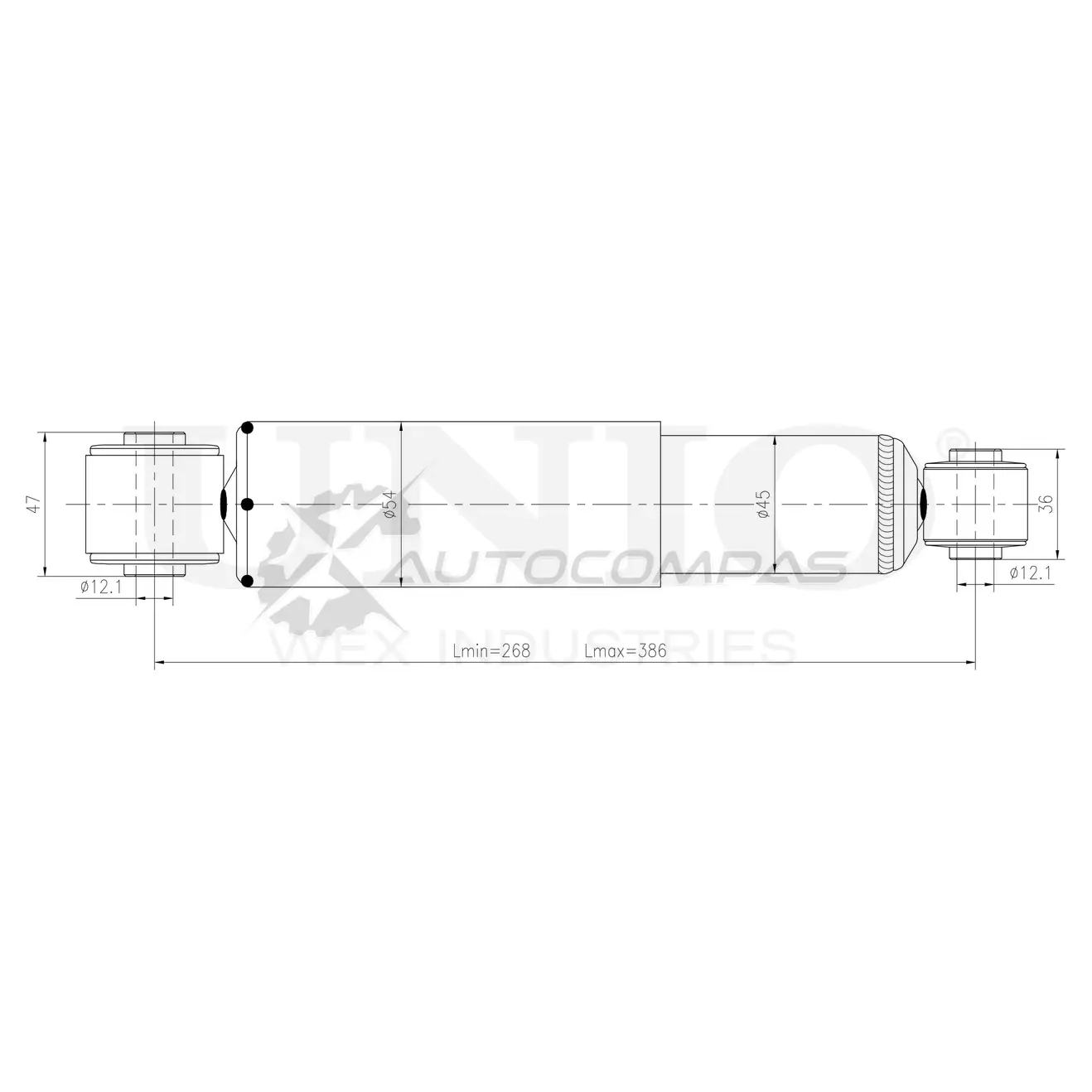 Амортизатор газовый задней подвески UNIO SAB-10764 6QUB2 A 1441312594