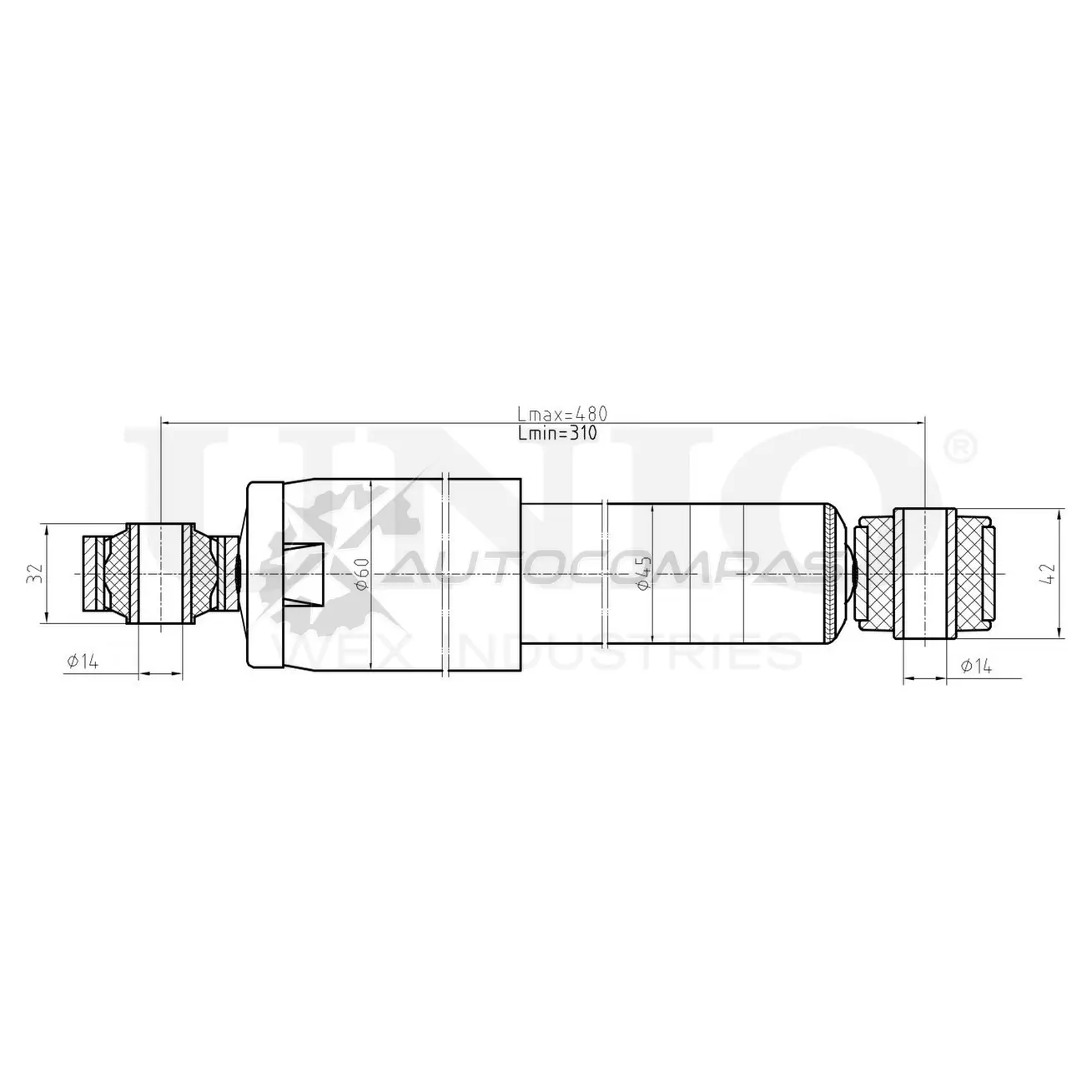 Амортизатор газовый задней подвески UNIO KH P4V 1441312615 SAB-10673