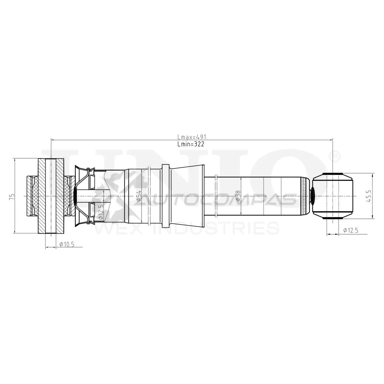 Амортизатор газовый задней подвески UNIO XXP F7 1441312639 SAB-10719