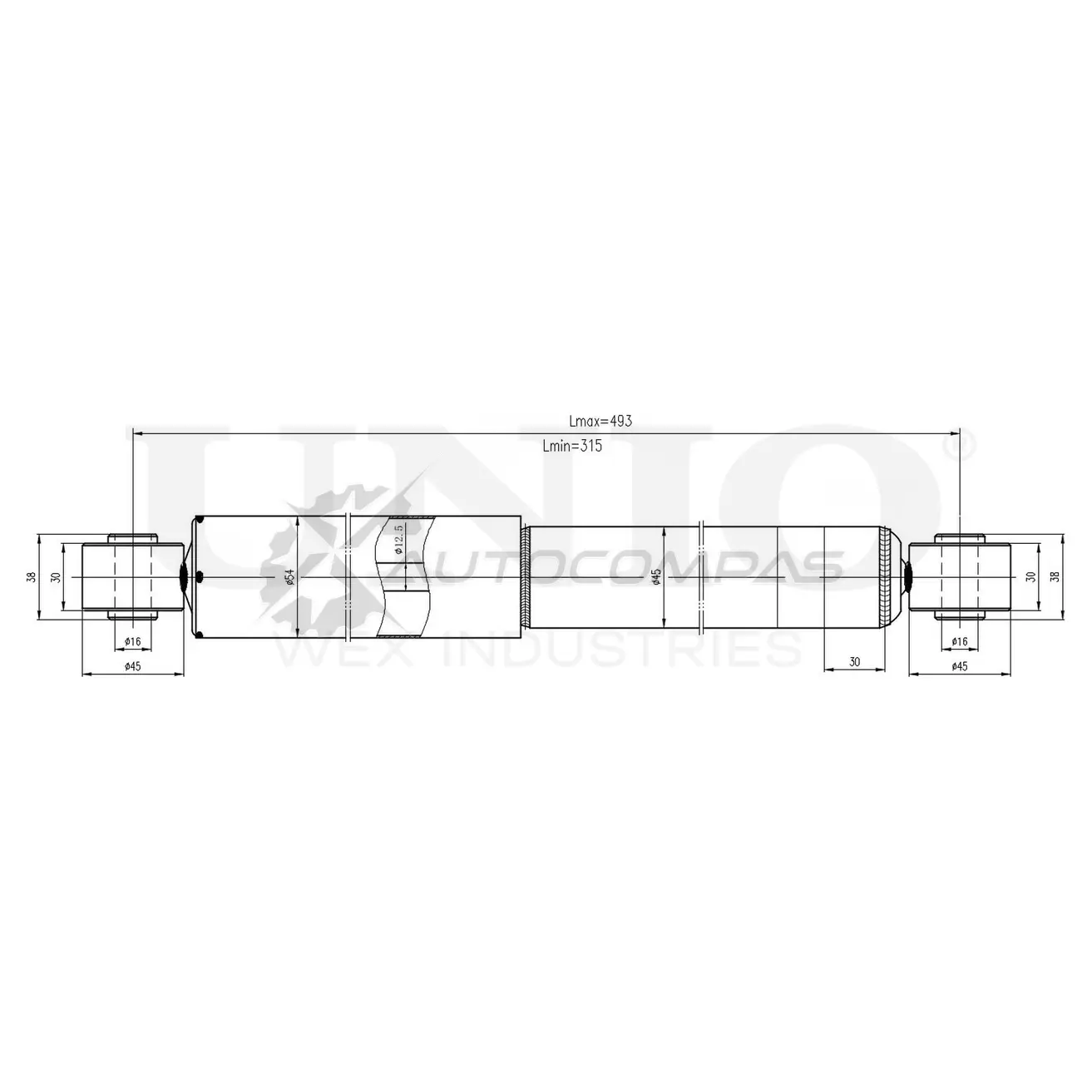 Амортизатор газовый задней подвески UNIO SAB-10427 1441312642 MO QEM8