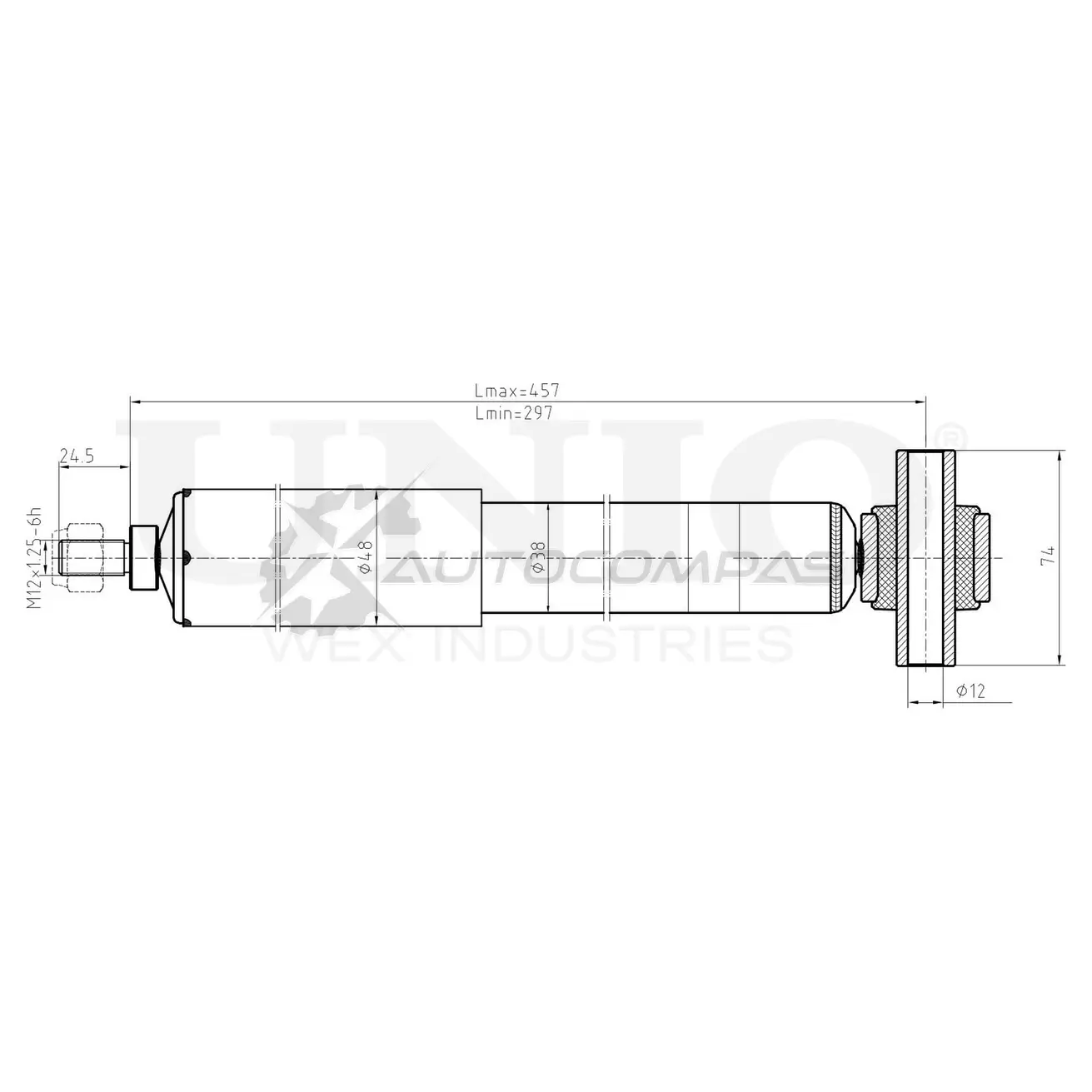 Амортизатор газовый задней подвески UNIO SAB-10646 1441312670 QPW PTKG
