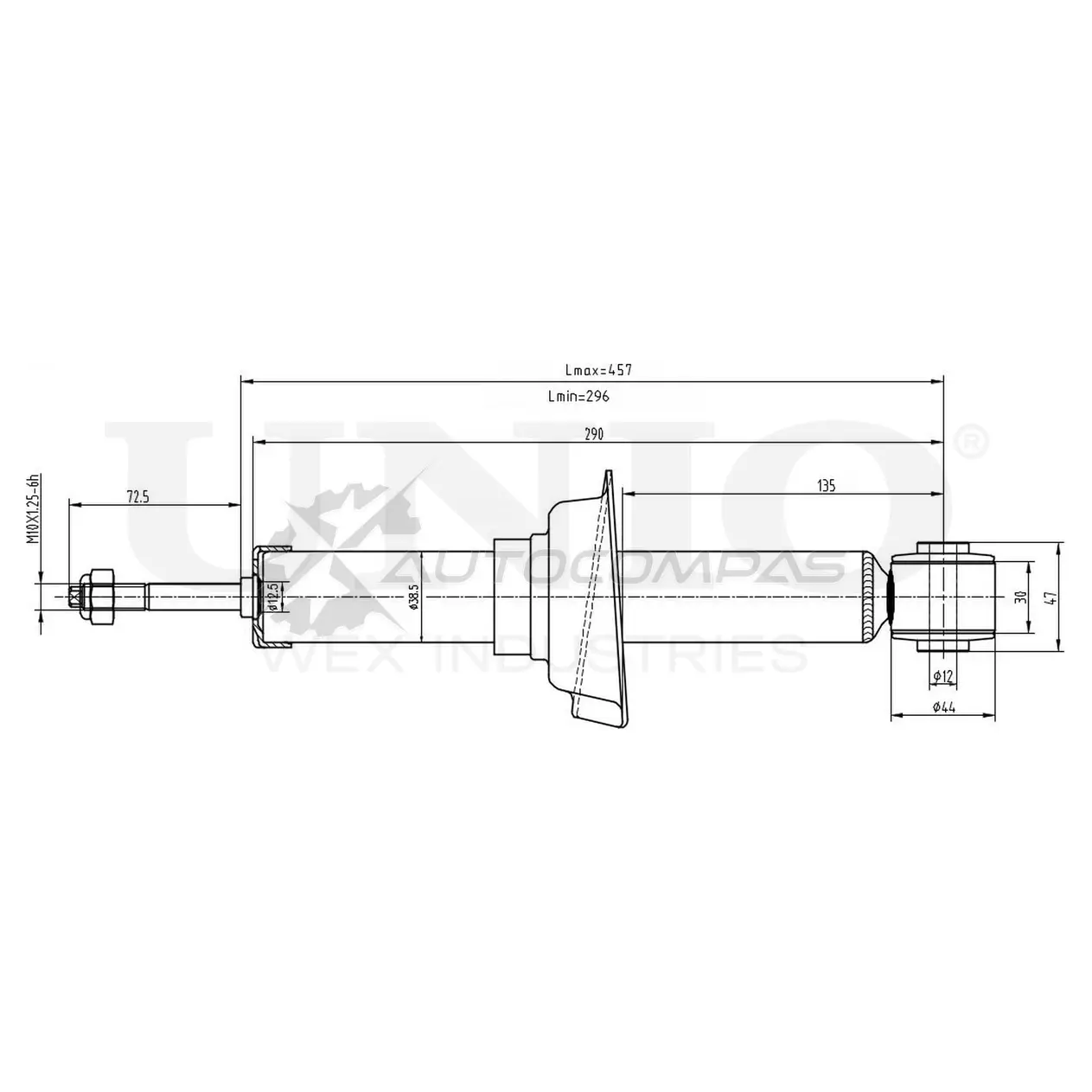 Амортизатор газовый задней подвески UNIO SAB-10581 7 XURAQC 1441312674 изображение 0