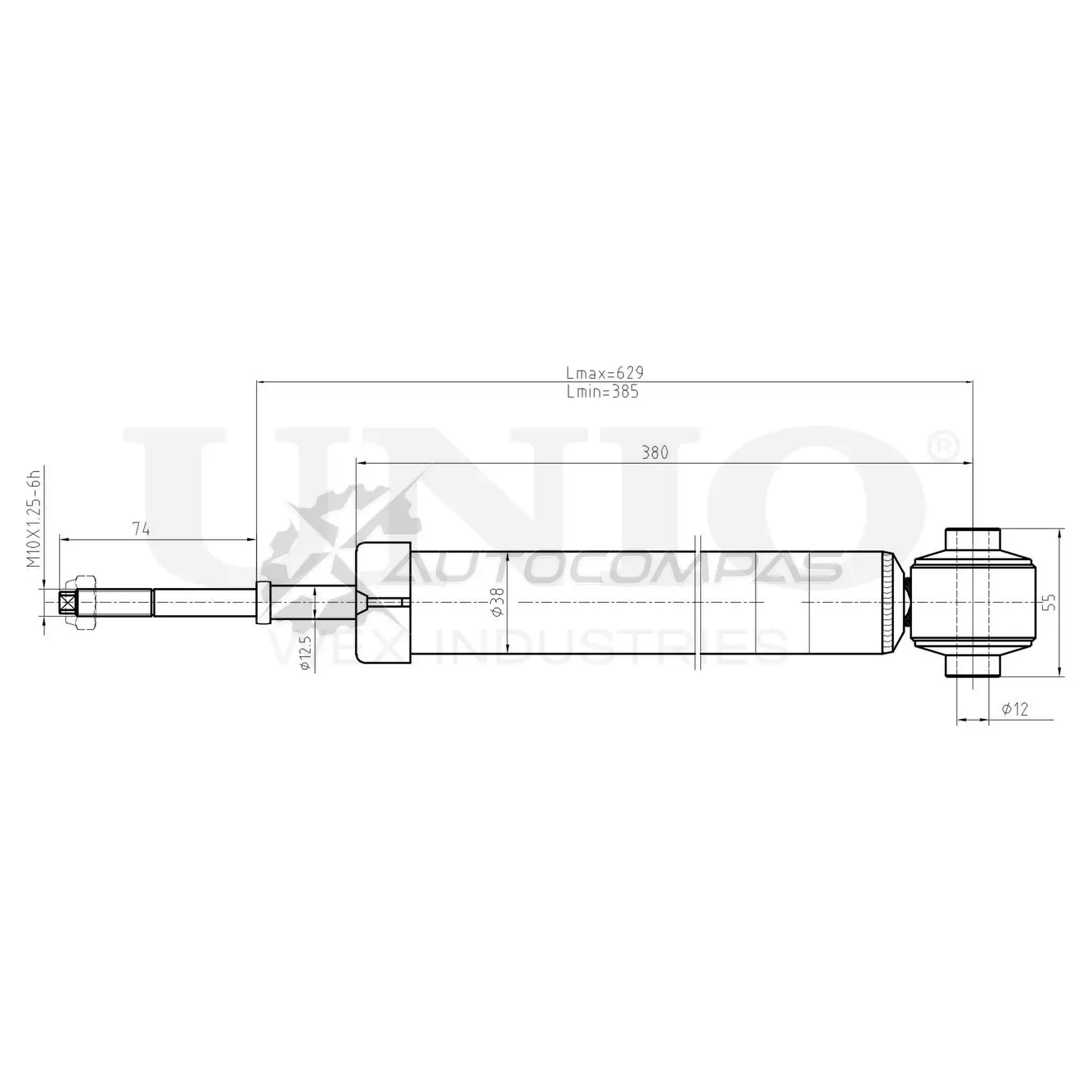 Амортизатор газовый задней подвески UNIO 1441312682 8D1 FCTX SAB-10548