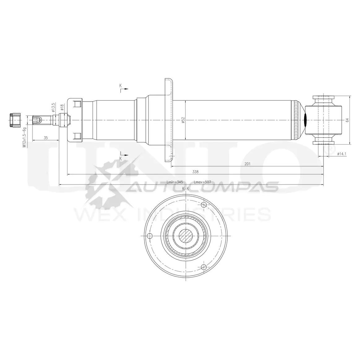 Амортизатор газовый задней подвески UNIO 1441312686 SAB-10766 DT 841D