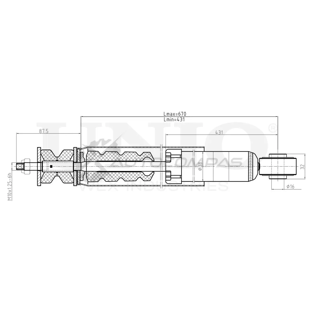 Амортизатор газовый задней подвески UNIO D 77OB 1441312703 SAB-10686
