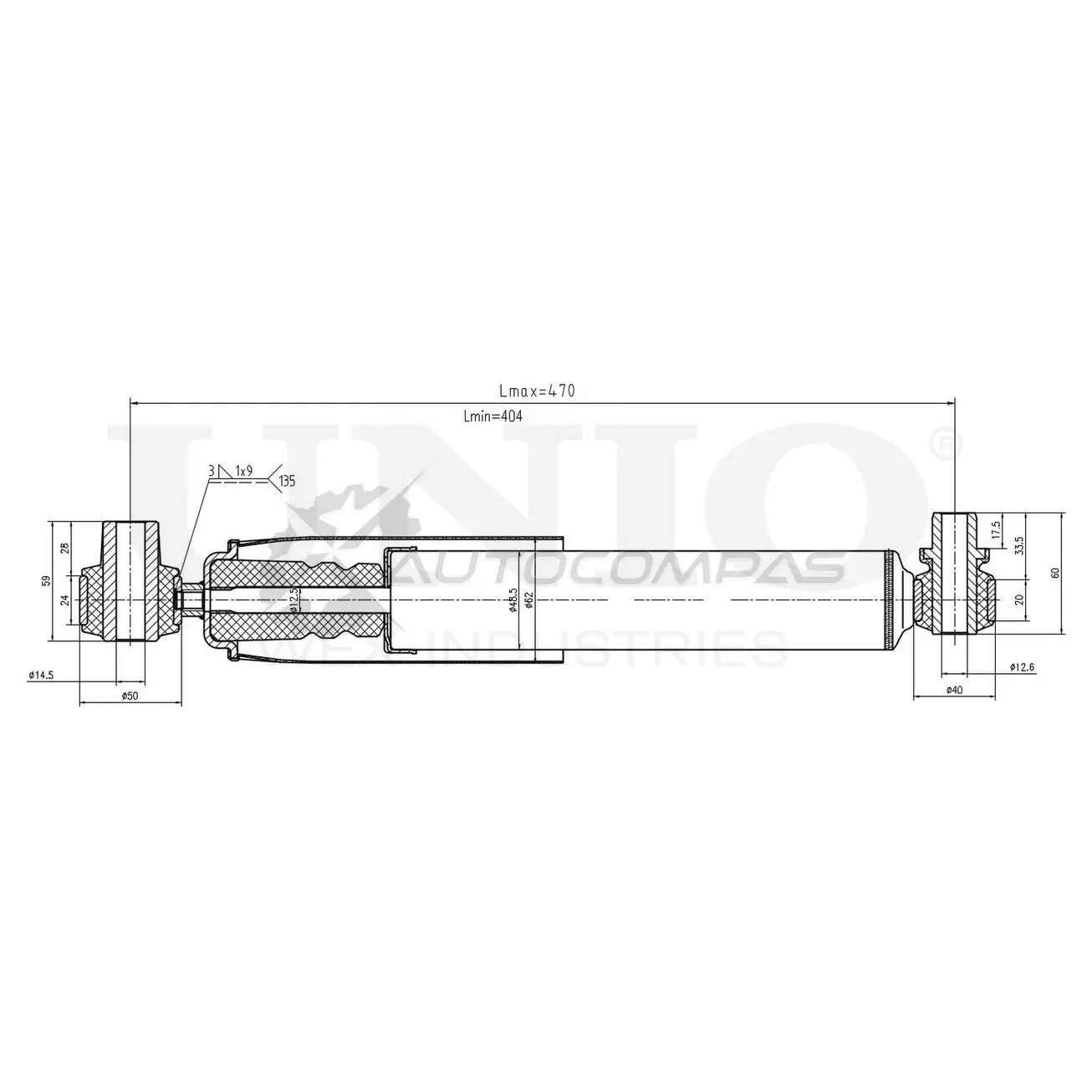 Амортизатор газовый задней подвески UNIO SAB-10589 UY29G M 1441312705