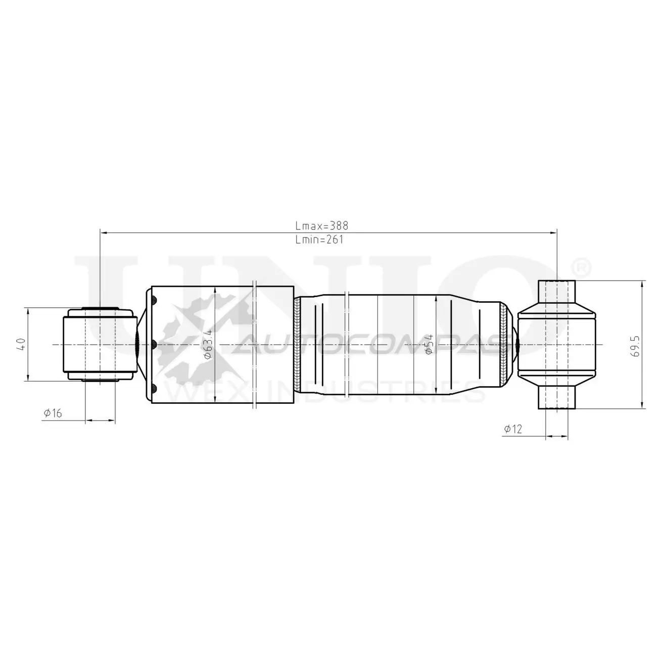 Амортизатор газовый задней подвески UNIO SAB-10524 NO 4E1 1441312733