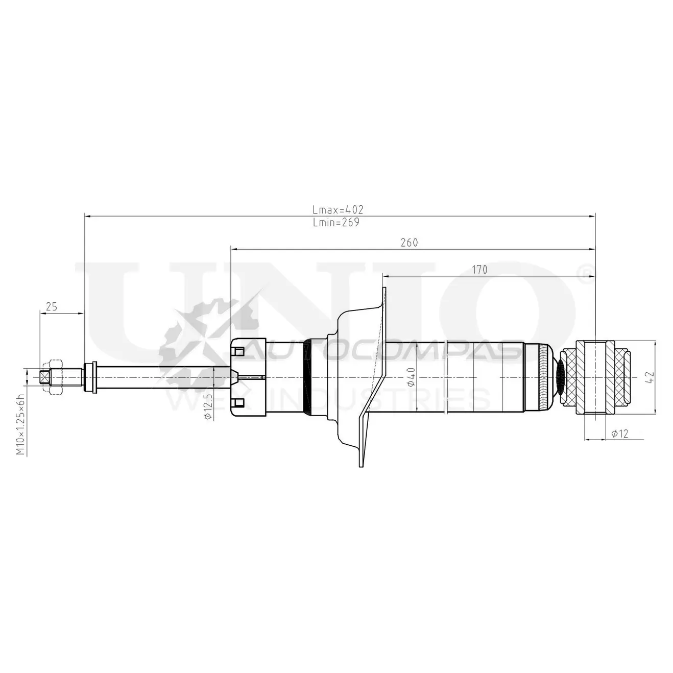 Амортизатор газовый задней подвески UNIO 1441312749 SAB-10479 YX BG9L