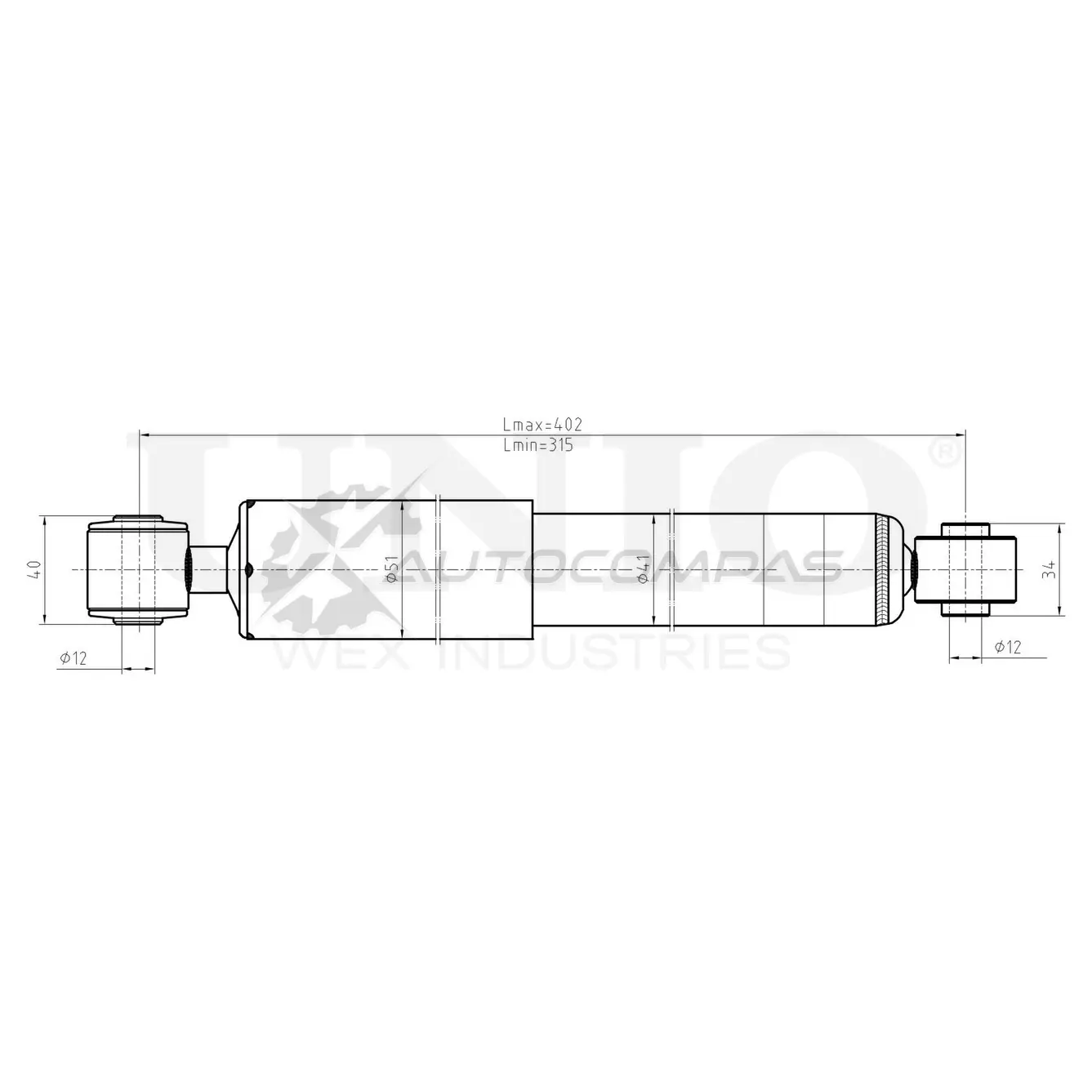 Амортизатор газовый задней подвески UNIO SAB-10590 SUI 80I7 1441312765