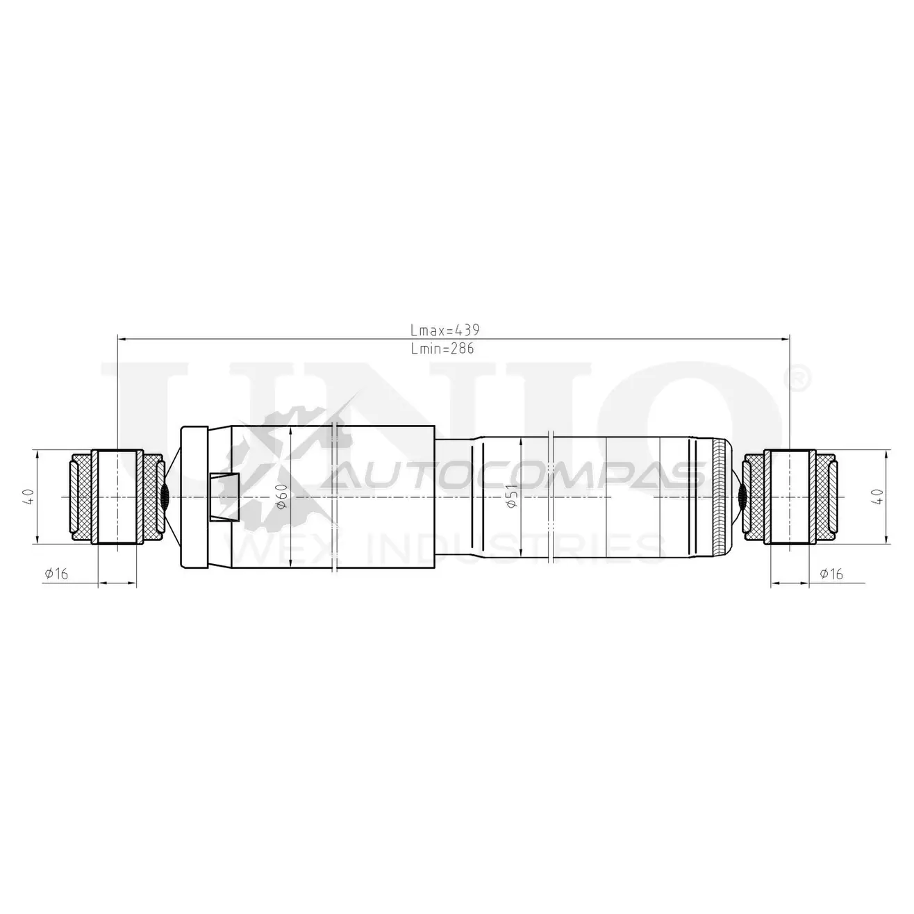 Амортизатор газовый задней подвески UNIO SAB-10493 JYC XCU1 1441312766